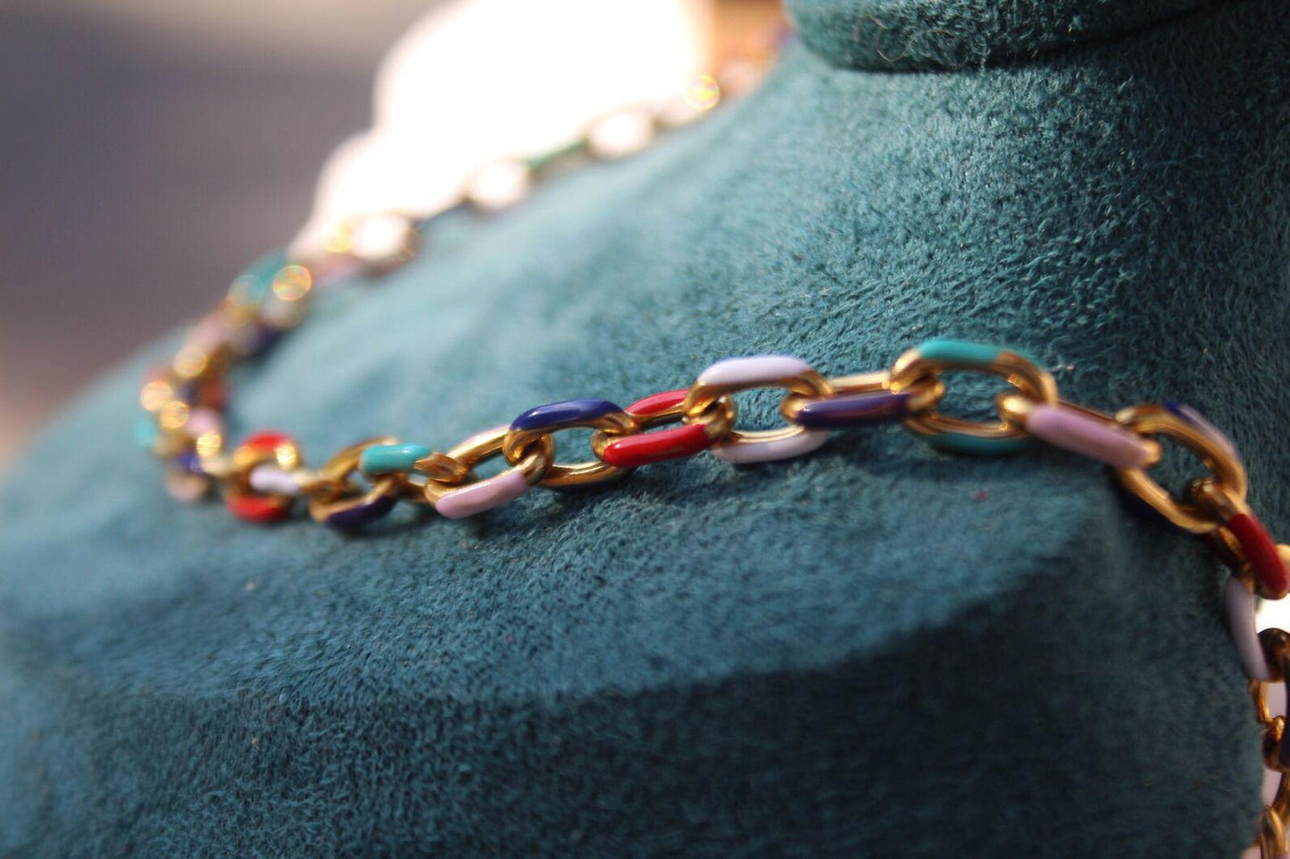 Chunky Gold & Enamel Chain Necklace