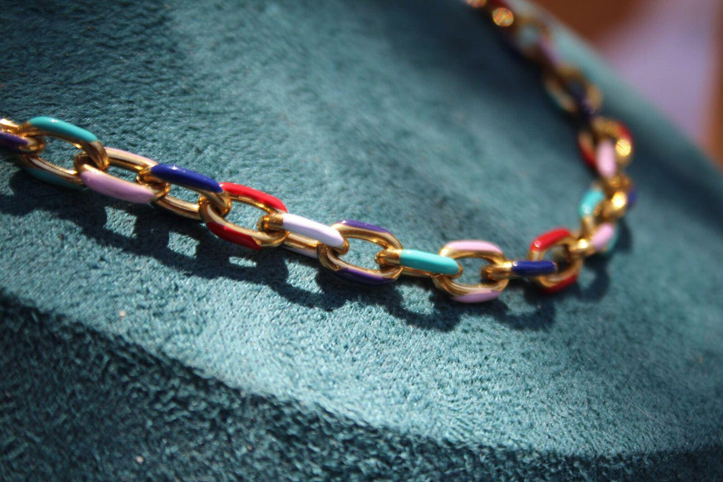 Chunky Gold & Enamel Chain Necklace