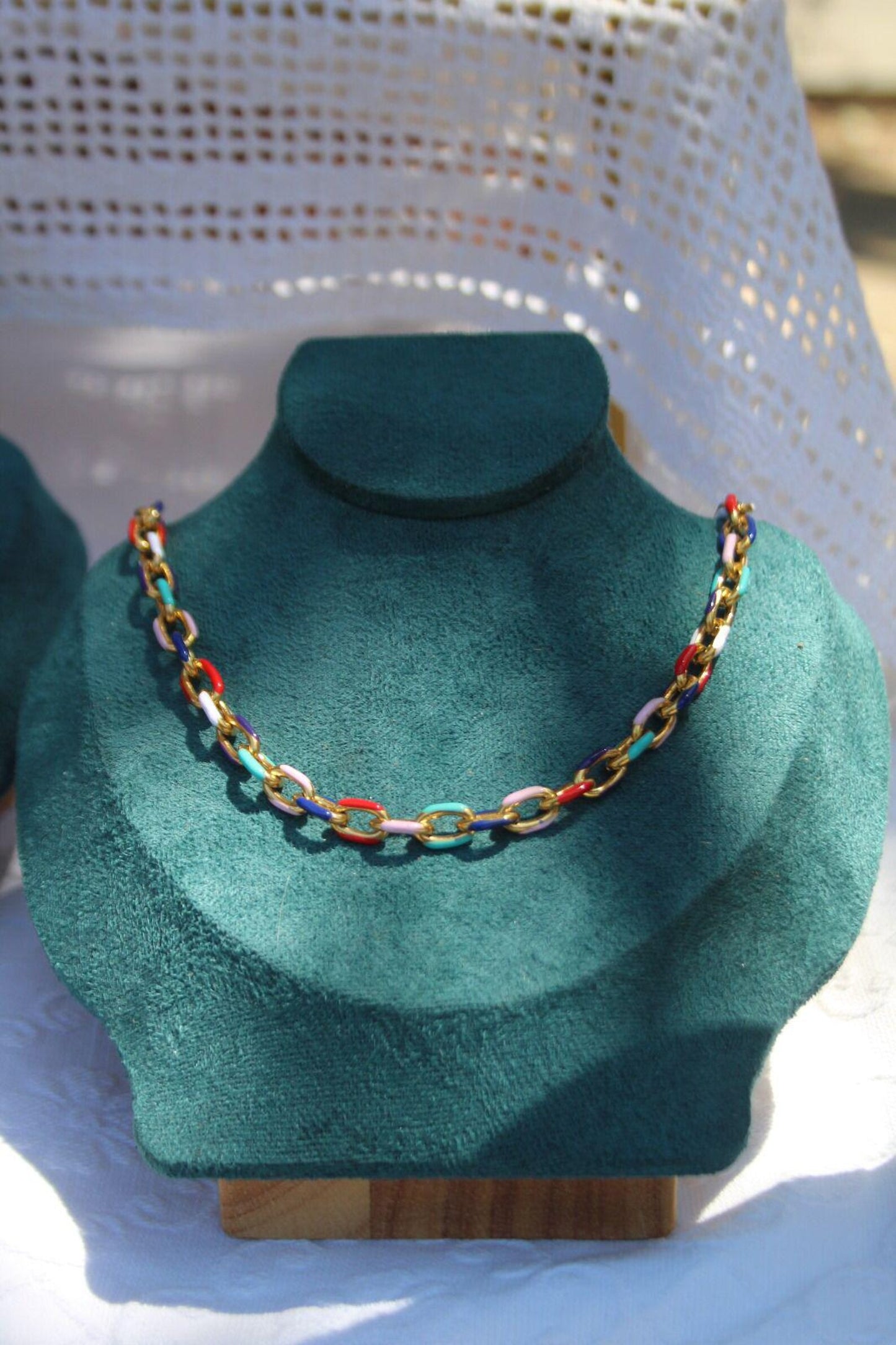 Chunky Gold & Enamel Chain Necklace