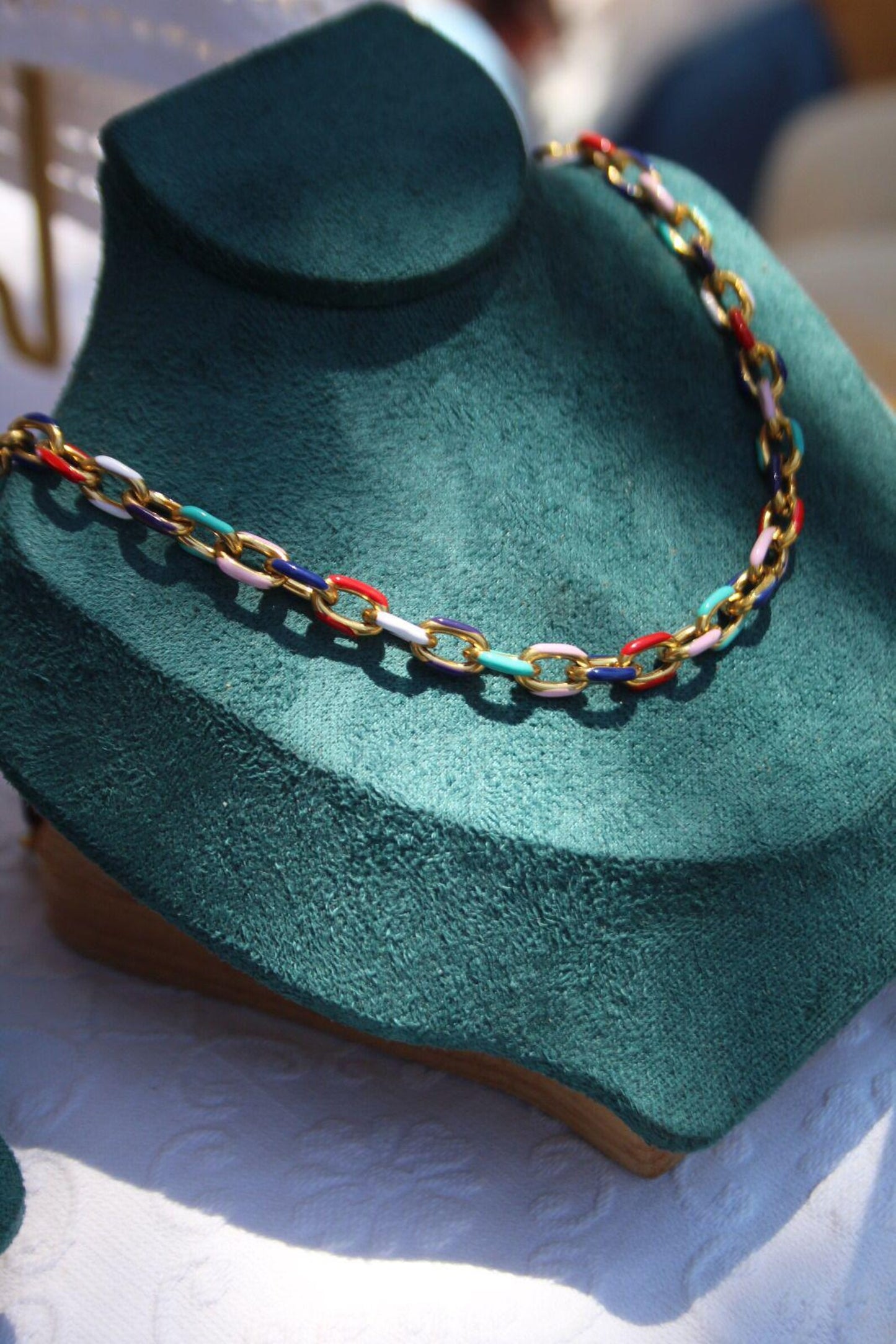 Chunky Gold & Enamel Chain Necklace