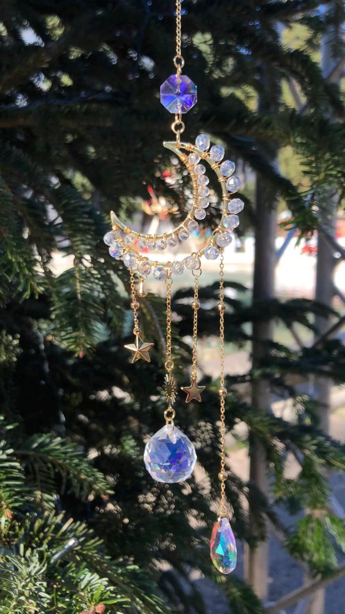 Crescent Moon Sun Catcher | Crystal Light & Rainbows