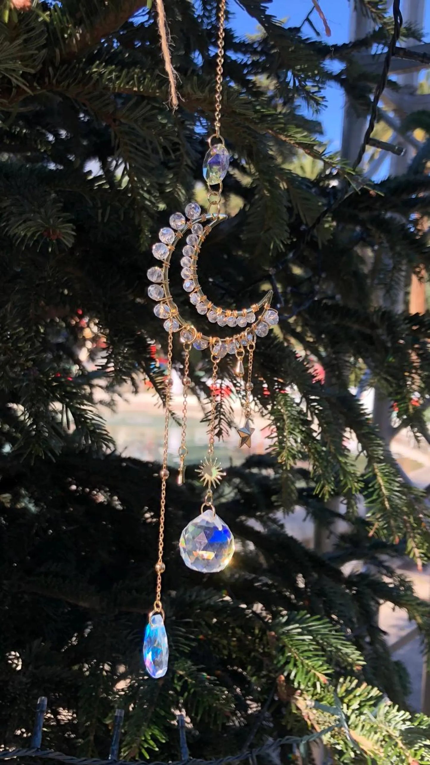 Crescent Moon Sun Catcher | Crystal Light & Rainbows