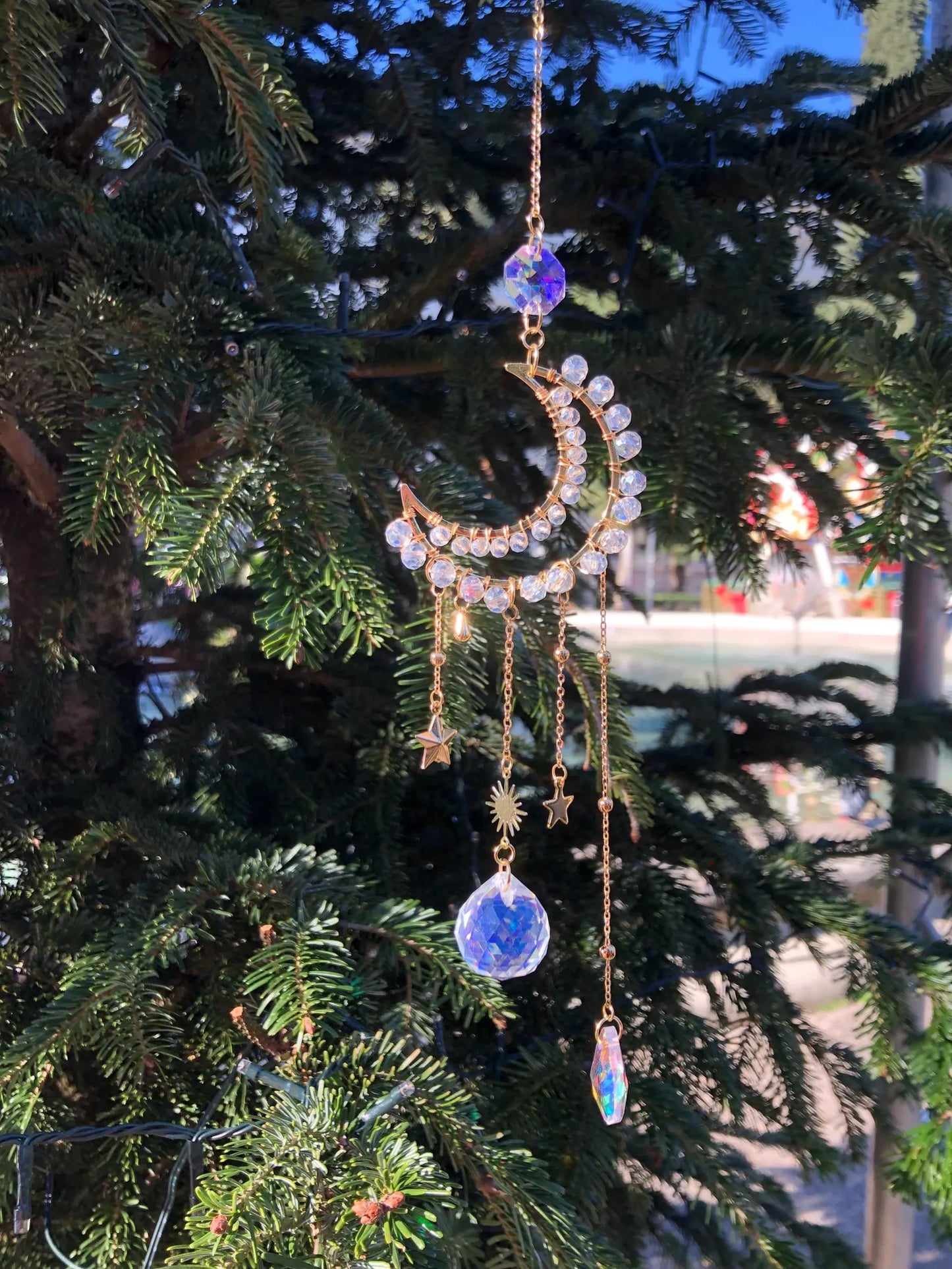 Crescent Moon Sun Catcher | Crystal Light & Rainbows