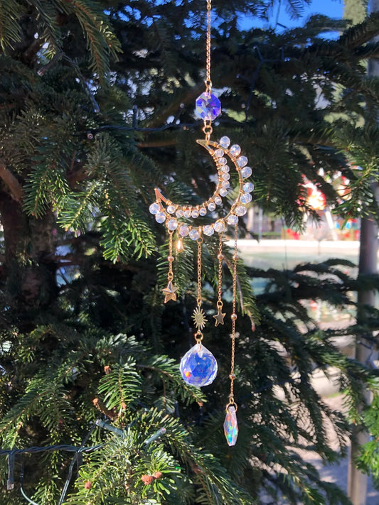 Crescent Moon Sun Catcher | Crystal Light & Rainbows