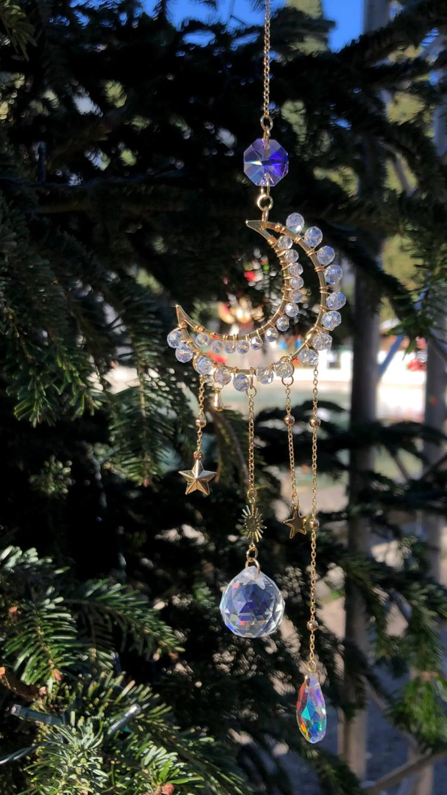 Crescent Moon Sun Catcher | Crystal Light & Rainbows