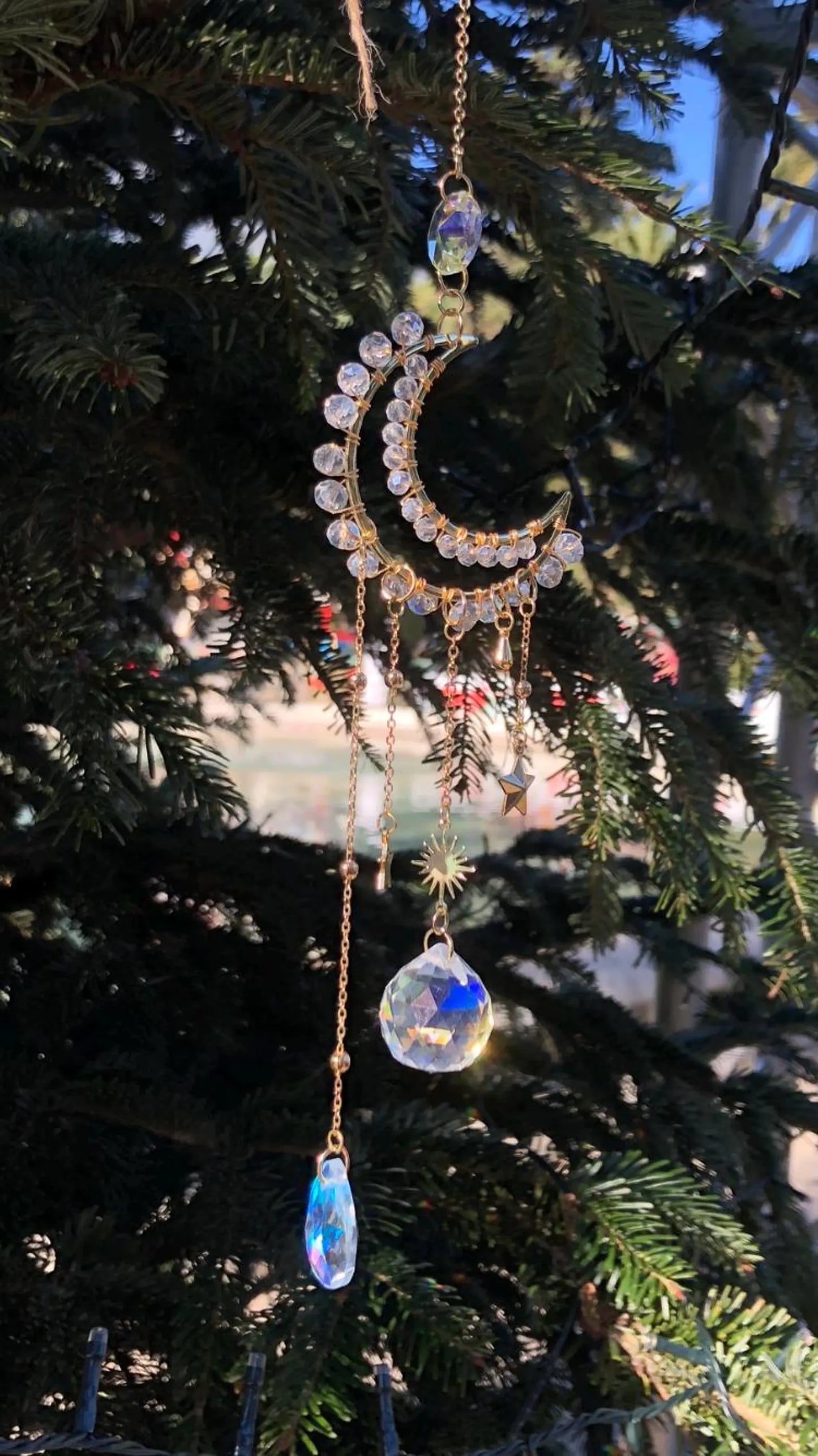 Crescent Moon Sun Catcher | Crystal Light & Rainbows