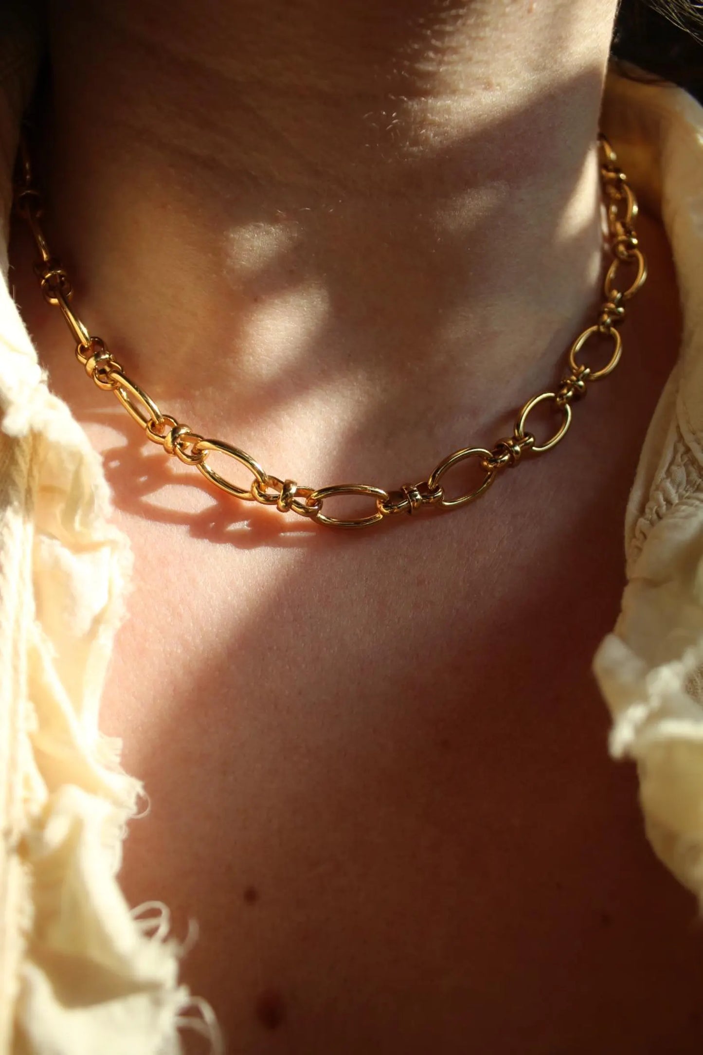 Fancy Paperclip Chain Necklace | Waterproof Stainless Steel in Gold or Silver