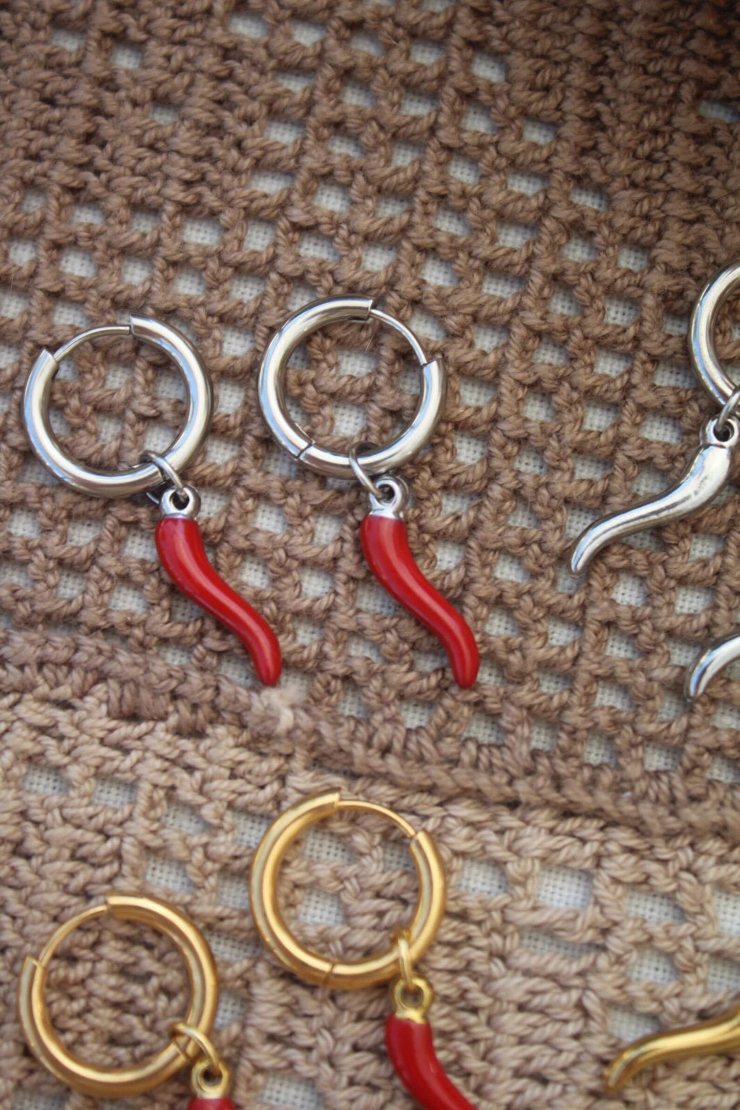 Cornicello Hoop Earrings